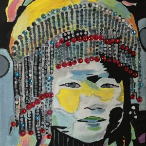 Cuadro pintado a mano, rostro Vietnamita