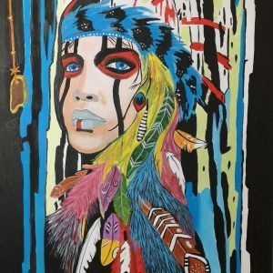 Cuadro pintado a mano, Guerrera.