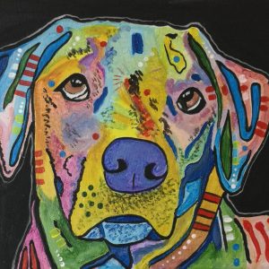 Cuadro pintado a mano, perro