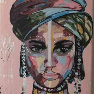 Cuadro pintado a mano, rostro femenino