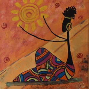 Cuadro pintado a mano, adorando al sol